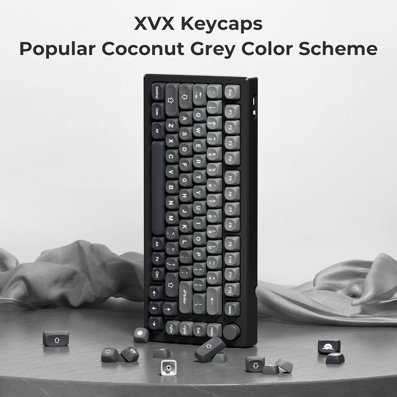 HITIME XVX PBT Keycaps-MOA Keycap, Custom Keyboard Keycaps 60 65 75 100 Percent, 5 Side Dye Sublimation, 132 Keys Keycap Set for Cherry Gateron MX Switches Keyboards, Gradient Gray - Image 2